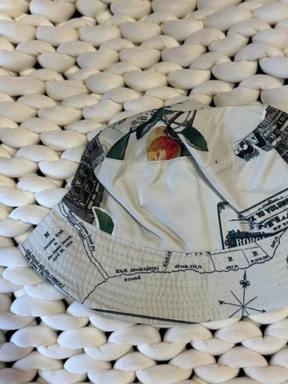 SHEIN x MONSE NYC Map Bucket Hat | Never Used | Vintage Aesthetic - Picture 1 of 6